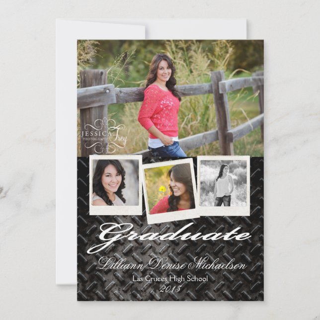 5x7 Noir Acier Métal Aluminium Faire-part supérieu (Devant)