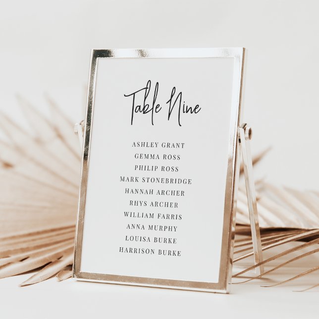 5x7 Noir et blanc Nom d'invité Carte Numéro de tab (Créateur téléchargé)