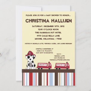 5x7 Nojo Fire Engine Baby Shower Invitation