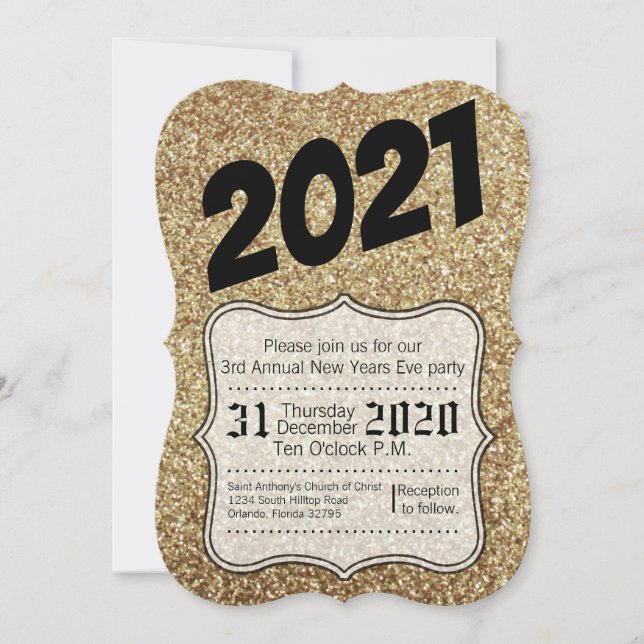 5x7 Nouvel An Sove Party Invitation Parties scinti (Devant)