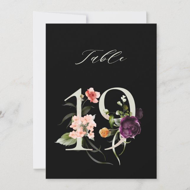 5x7 Numéro Botanique Floral 19, Numéro de Table No (Devant)