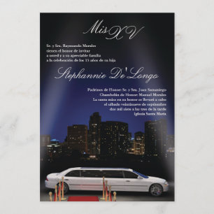 5x7 NY City Limo Quinceanera Invitation d'annivers