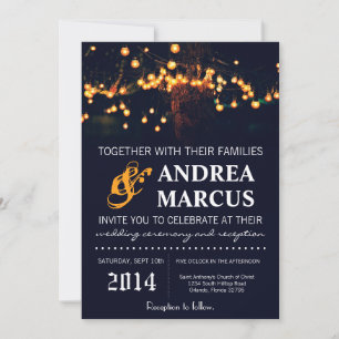 5x7 Oak Tree String Lights Nigh Wedding Invitation