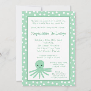 5x7 Ocean Sea Life Baby shower Octopus Invitation