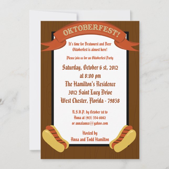 5x7 Oktoberfest Invitation (Front)