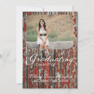 5x7 Old Red Barn Wood Weather Senior Announcement