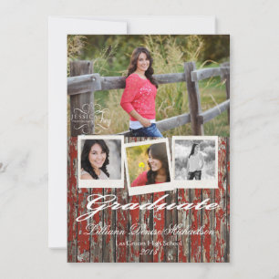 5x7 Old Red Barn Wood Weather Senior Announcement