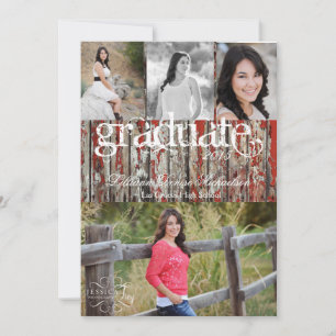 5x7 Old Red Barn Wood Weather Senior Announcement