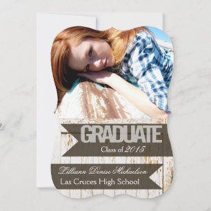 5x7 Old White Barn Wood Weathe Senior Announcement