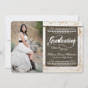 5x7 Old White Barn Wood Weathe Senior Announcement