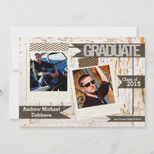 5x7 Old White Barn Wood Weathe Senior Announcement