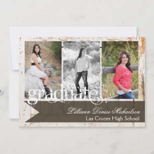 5x7 Old White Barn Wood Weathe Senior Announcement