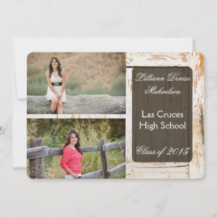 5x7 Old White Barn Wood Weathe Senior Announcement