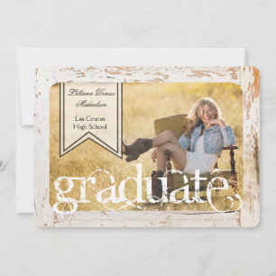 5x7 Old White Barn Wood Weathe Senior Announcement