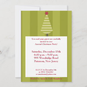 5x7 Olive Green Striped Tree Invitation