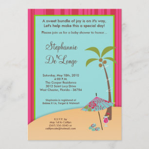 5x7 On the Beach Tropical Baby Shower Invitation