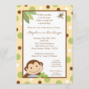 5x7 Papagayo Monkey Jungle Baby Shower Invitation