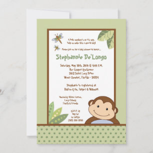 5x7 Papagayo Monkey Safari Baby Shower Invitation