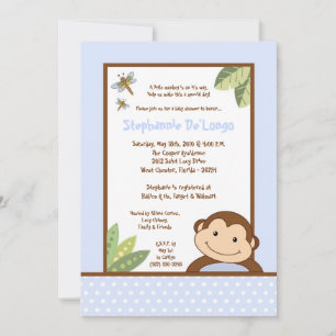 5x7 Papagayo Monkey Safari Baby shower Invitation