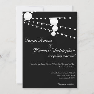 5x7 Paper Lanterns Black Wedding Invitation