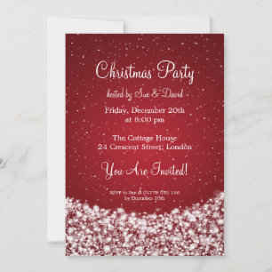 5x7 Party Invitation Elegant Night Sparkle Red