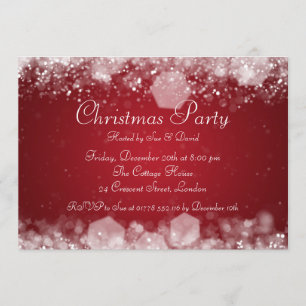 5x7 Party Invitation Elegant Sparkling Night Red