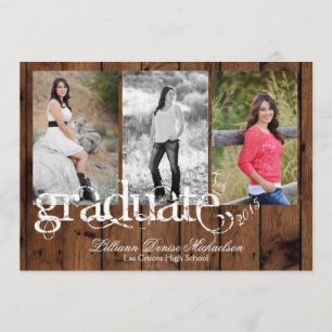 5x7 Pays rustique Grange Bois Senior Faire-part