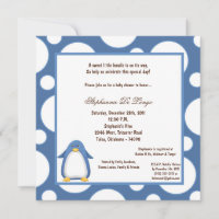 5x7 Penguin Pok-a-Dot Baby Shower