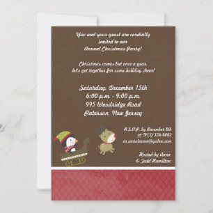 5x7 Penguin / Reindeer Christmas Games Invitation