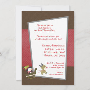 5x7 Penguin / Reindeer Christmas Games Invitation