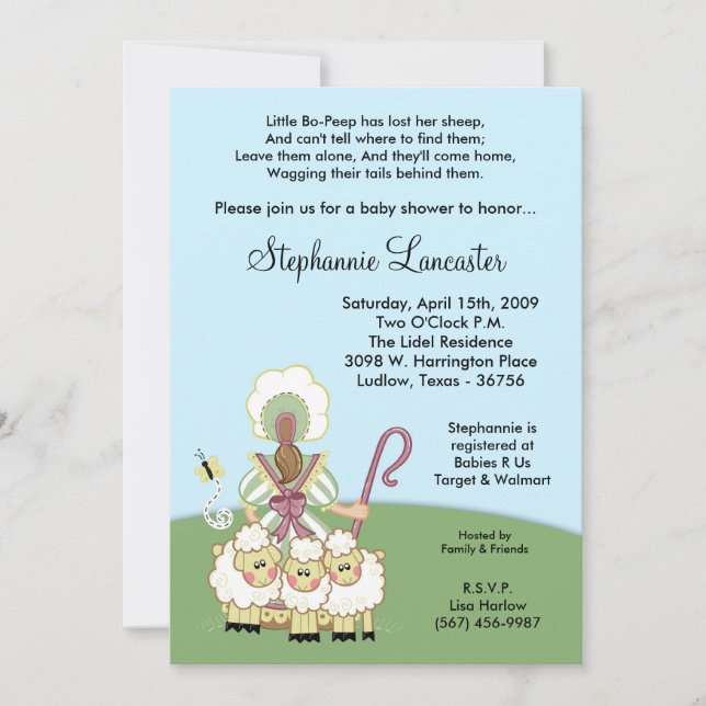 5x7 petite BO piaulent invitation de baby shower (Devant)