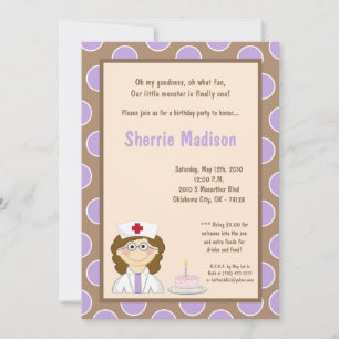 5x7 Petite infirmière Invitation à la fête d'anniv