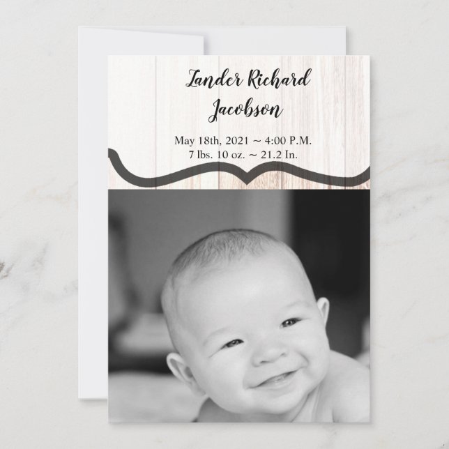 5x7 Photo Birth Announcement Army boots country ru (Front)