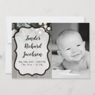 5x7 Photo Birth Announcement Army cotton plant ber
