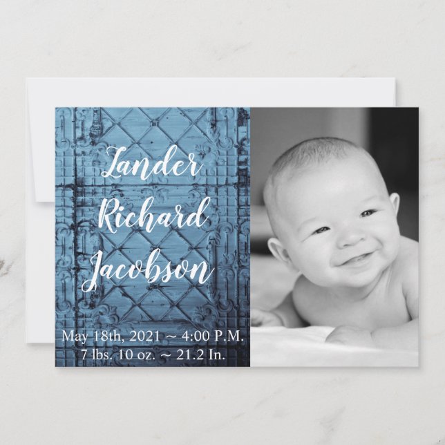 5x7 Photo Birth Announcement Army Rustic Tin Panel (Front)