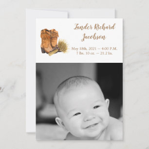 5x7 Photo Birth Announcement Army Summer Country W