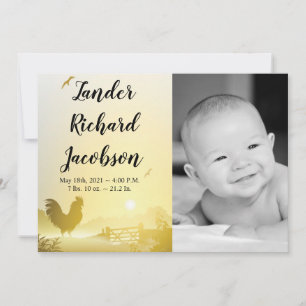 5x7 Photo Birth Announcement Army Sunny Morning Fa