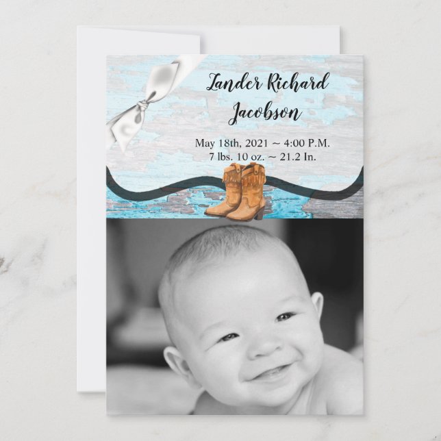 5x7 Photo Faire-part de naissance Armée Blue Wood  (Devant)