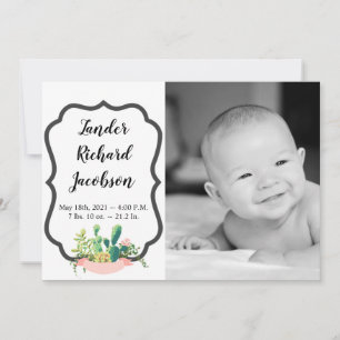 5x7 Photo Faire-part de naissance Armée Bohemian C