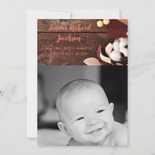 5x7 Photo Faire-part de naissance Army Cotton Bran