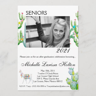5x7 Photo Graduation Party Invitation Boho Llama B