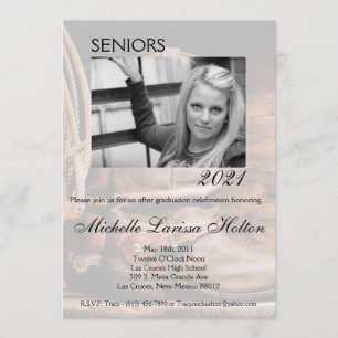 5x7 Photo Graduation Party Invitation Boots Cowboy