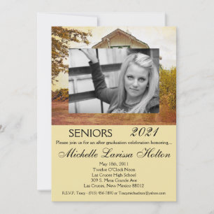 5x7 Photo Graduation Party Invitation Sunset Barn