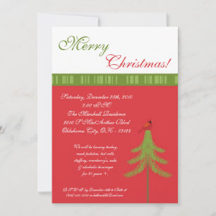 5x7 Pine Tree Red Robin Noël Invitation