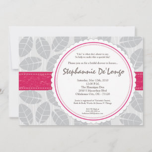 5x7 Pink Band Leaf Foliage Brida Shower Invitation