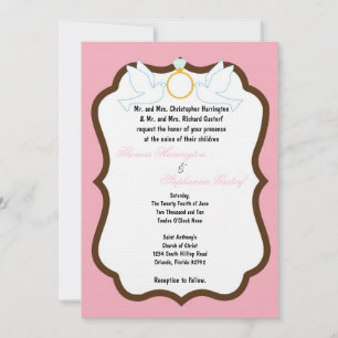 5x7 Pink Dove Diamond Wedding Invitation