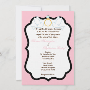 5x7 Pink Dove Diamond Wedding Invitation