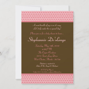 5x7 Pink et Brown Polkadot Baby shower Invitation