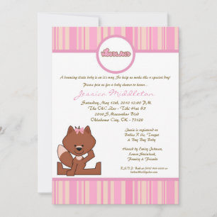 5x7 Pink Girl Woodland Fox Baby Shower Invitation
