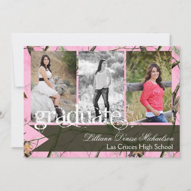 5x7 Pink Hunters Camo Camoufla Senior Announcement (Front)